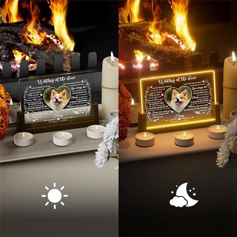 Personalisierter LED-Gedenkrahmen für Katzen