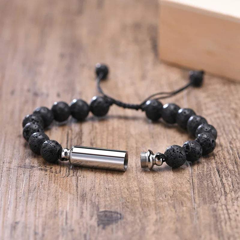 Herren Gedenk-Urnenarmband mit Aschekapsel