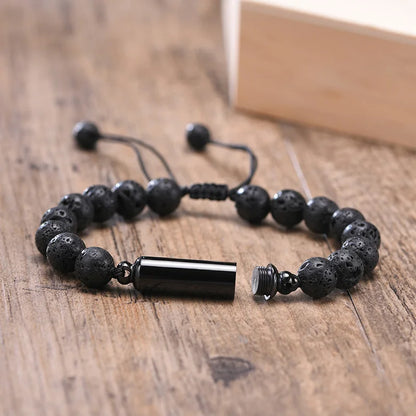 Herren Gedenk-Urnenarmband mit Aschekapsel