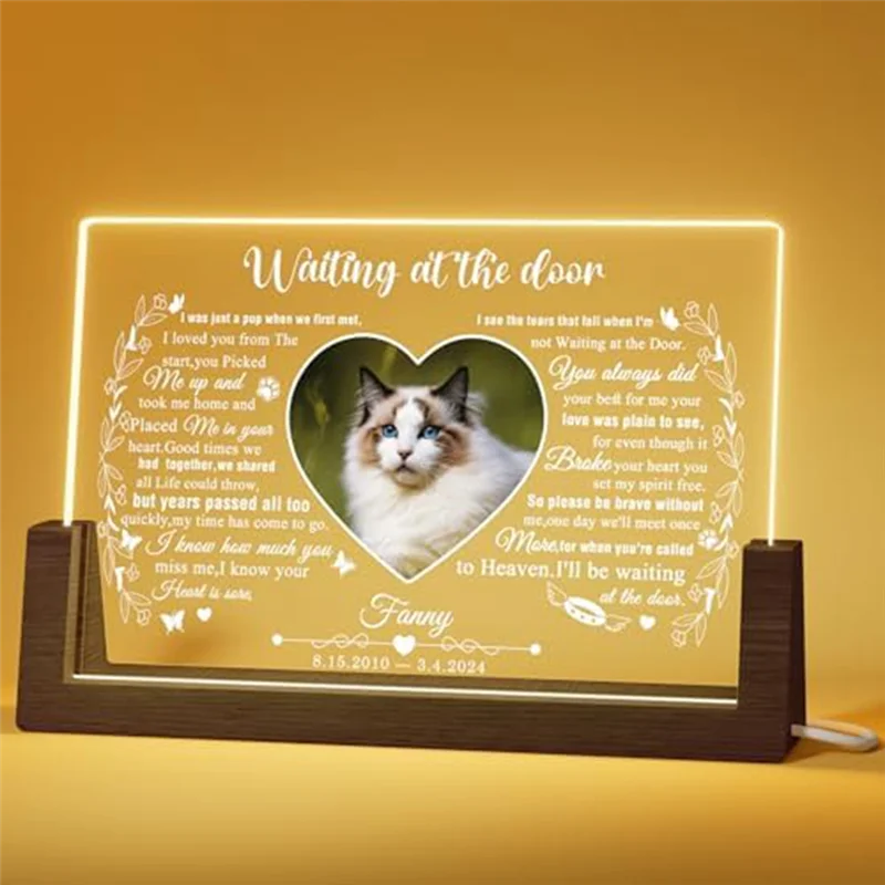 Personalisierter LED-Gedenkrahmen für Katzen