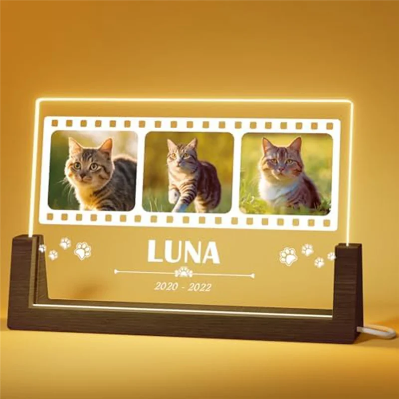 Personalisierter LED-Gedenkrahmen für Katzen