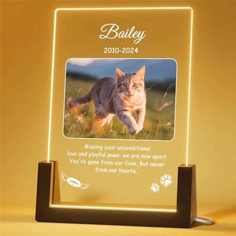 Personalisierter LED-Gedenkrahmen für Katzen