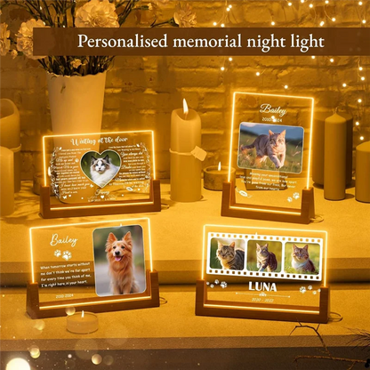 Personalisierter LED-Gedenkrahmen für Katzen