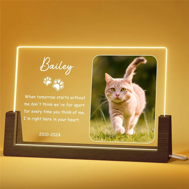 Personalisierter LED-Gedenkrahmen für Katzen